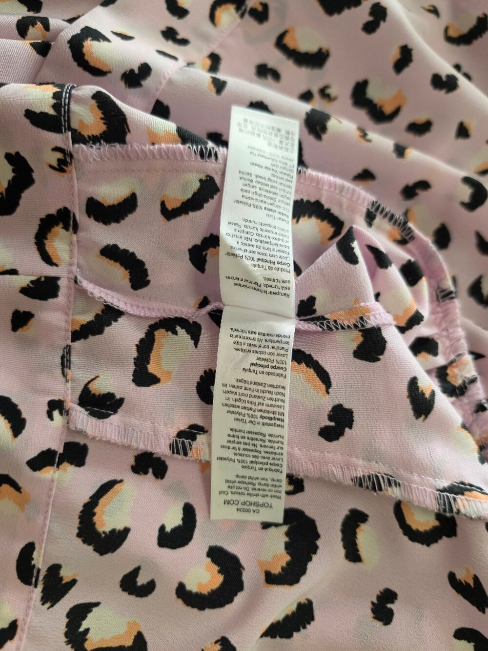 Topshop Pink Leopard Print Balloon Sleeve Blouse US 10 - Picture 16 of 16